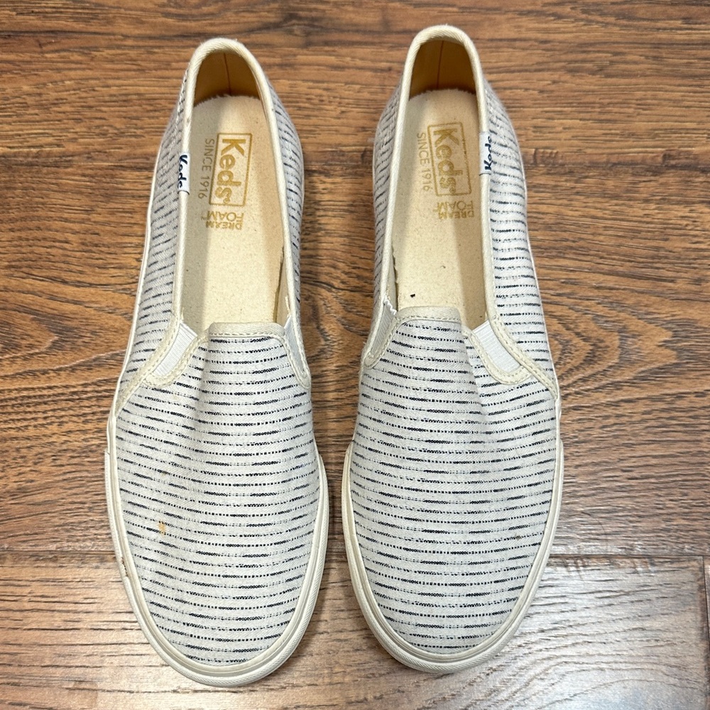 Keds Women's White and Black Striped Loafers